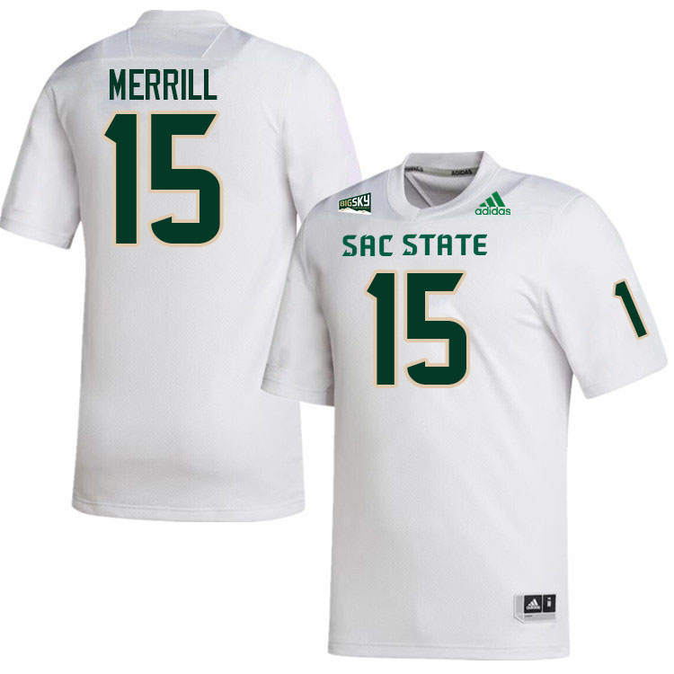 Sacramento State Hornets #15 Sawyer Merrill College Football Jerseys Stitched Sale-White
